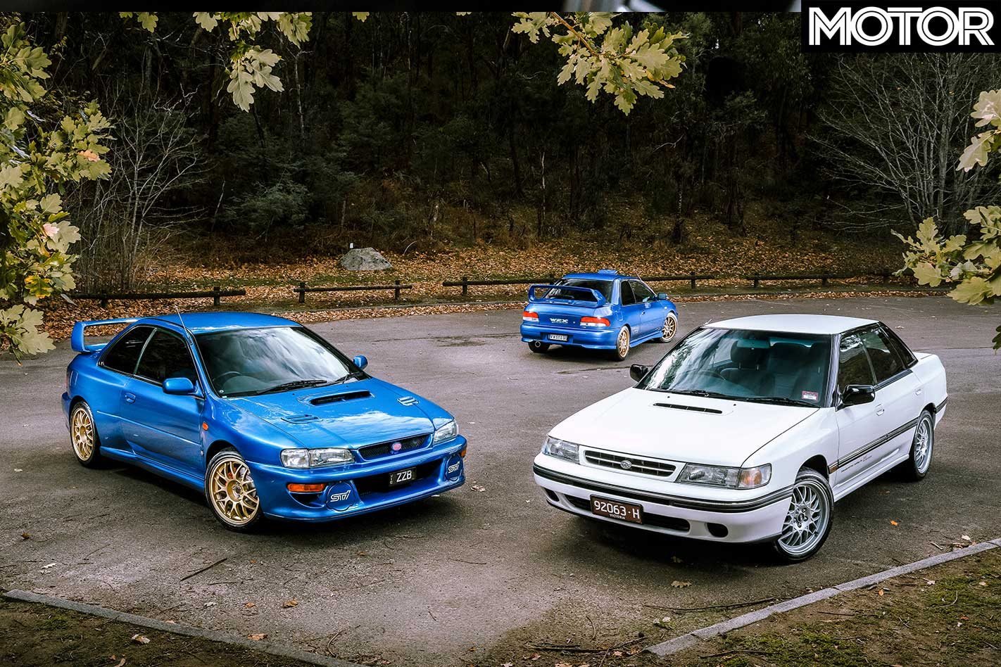 Celebrating 30 Years of STI 1998 Subaru Impreza WRX STi 22b 2000 Subaru Impreza WRX STi Type R 1990 Subaru Legacy RS RA