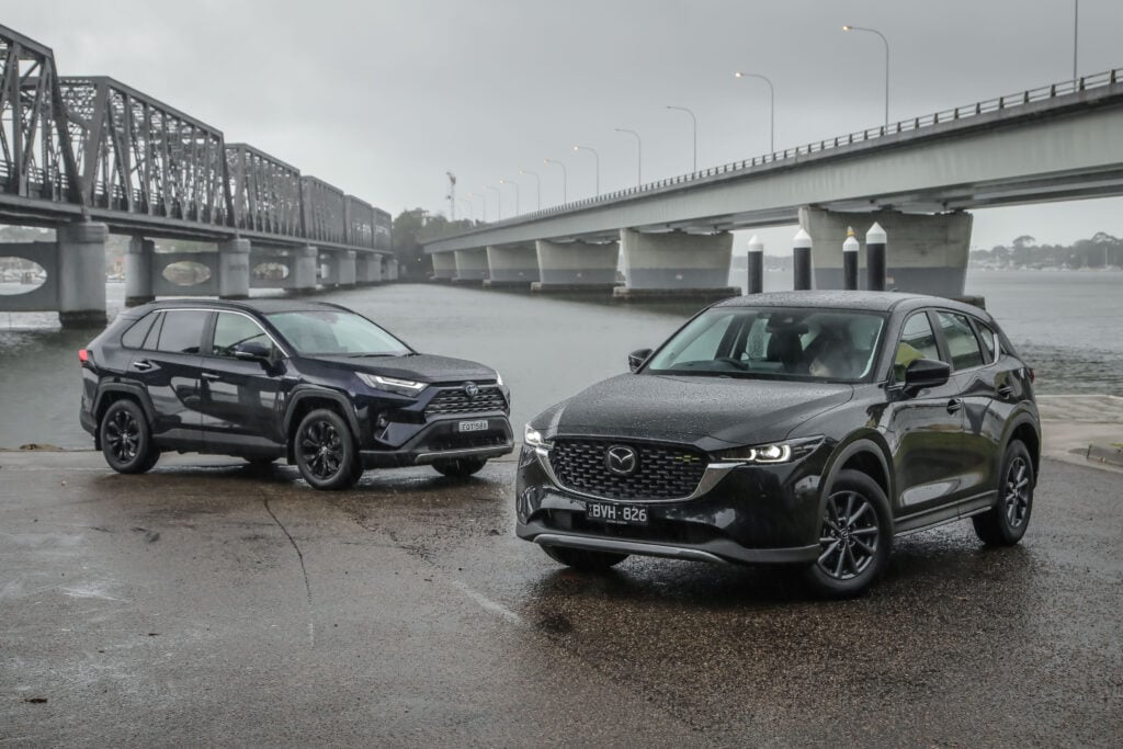 2022 Mazda CX-5 Touring Active vs Toyota RAV4 Cruiser Hybrid comparison Australia SRawlings
