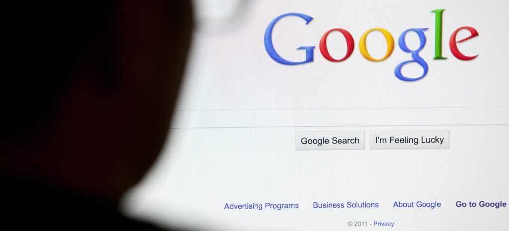 Man searching on google