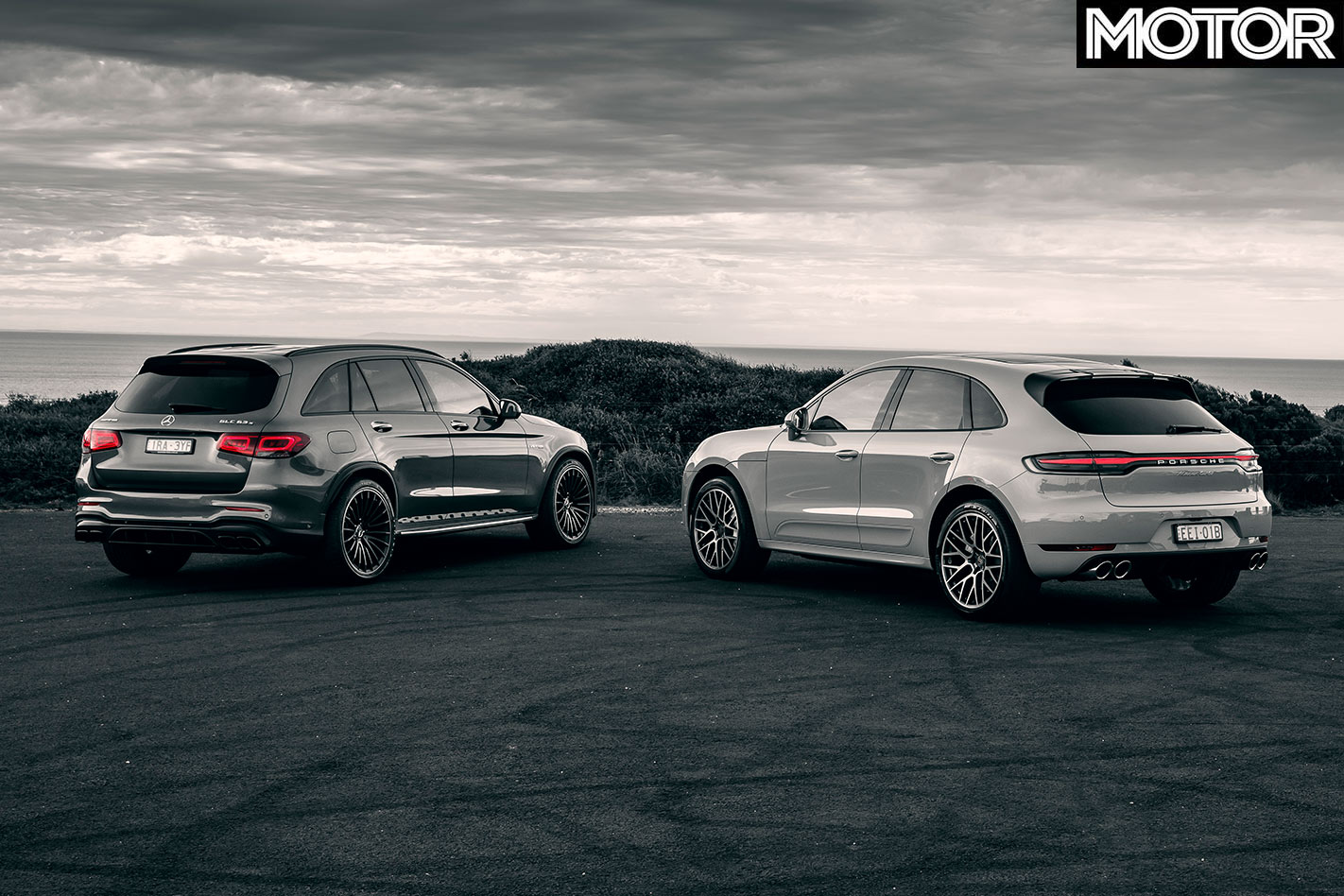 Porsche Macan Turbo v Mercedes-Benz GLC63 S rear
