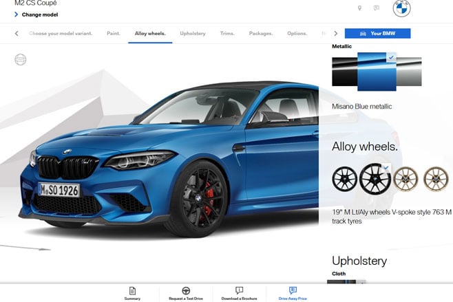 BMW M2 CS Configurator Australia Misano Blue