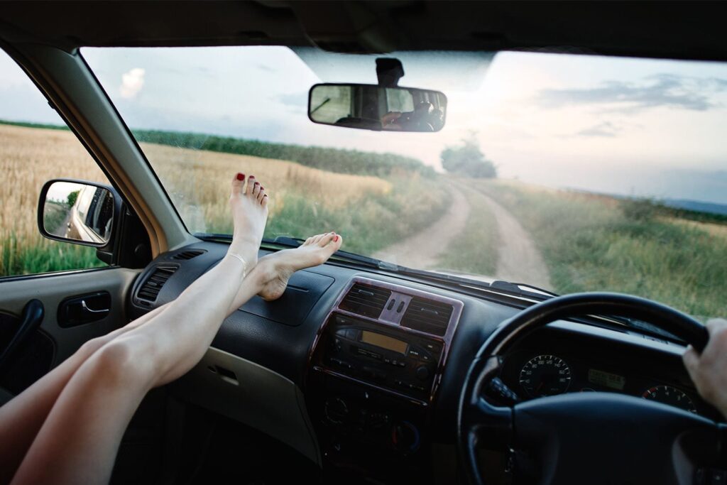 Why you should never ride with your feet on the dash