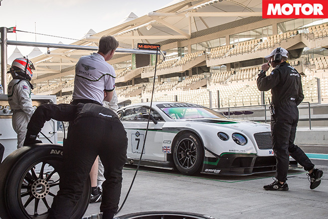 Bentley GT3 in pits