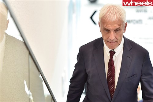 Volkswagen -Boss -walking -up -stairs