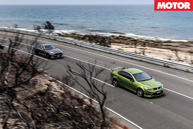 HSV GTS vs Ford Mustang GT driving
