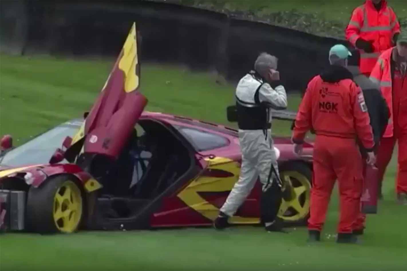 Nick Mason McLaren F1 GTR crash Goodwood