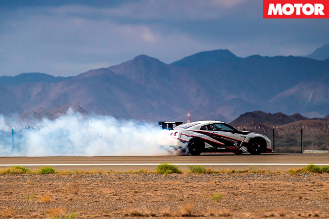 Nissan GT-R drifting fast