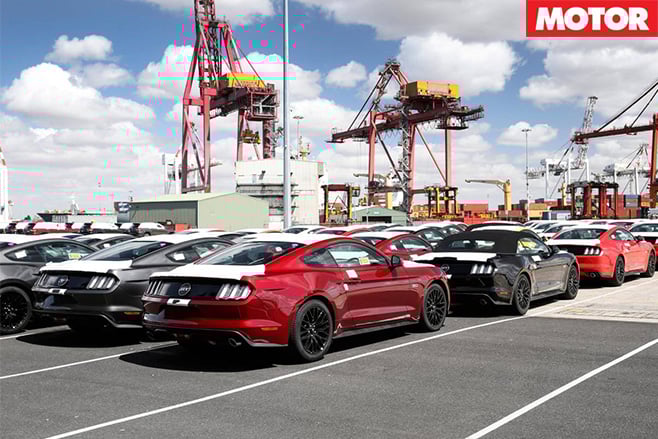 Ford mustangs arrive in aus parked