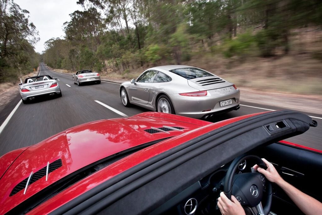 Mercedes Benz SLK 55 AMG & Mercedes Benz SLS AMG & Porsche Carrera & Porsche Boxter