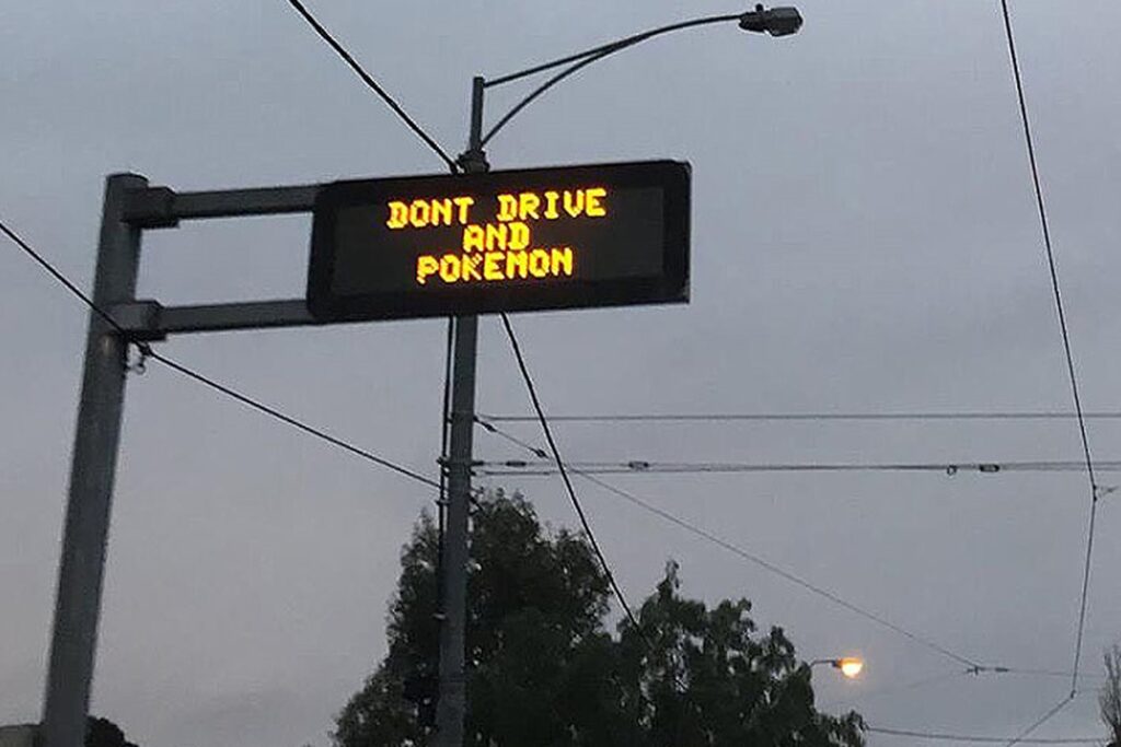 Pokeman road warning