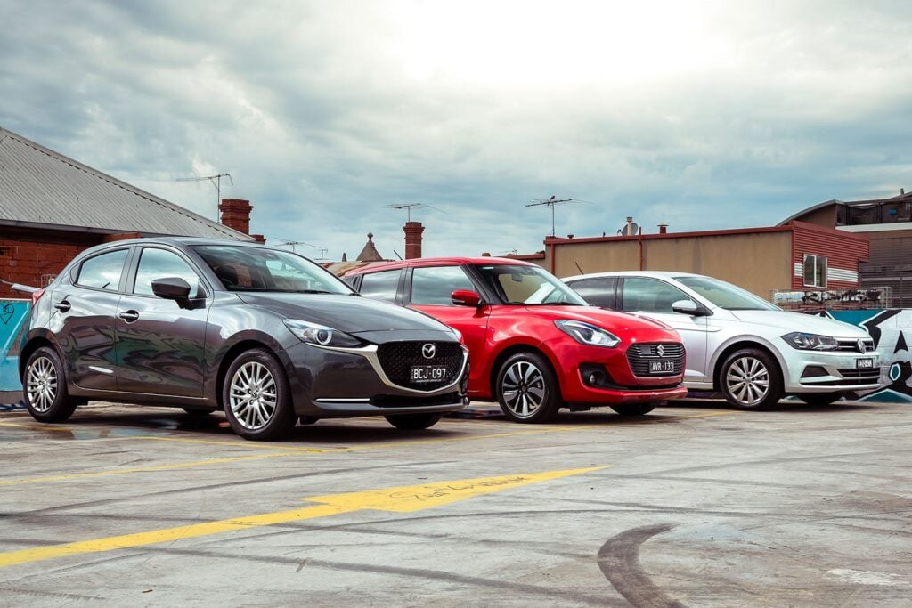 Mazda 2 vs Suzuki Swift vs VW Polo hatchback comparison