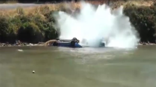 Son crashes dad’s rally car – into the ocean!
