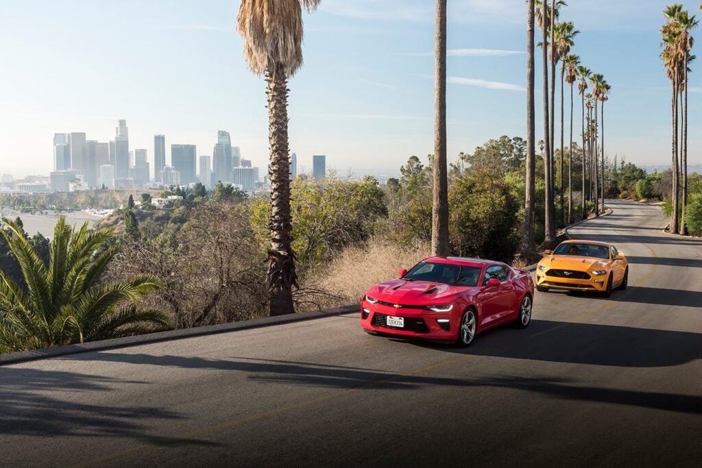 ford mustang gt v chevrolet camaro downtown