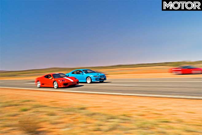 Ferrari 360 Challenge Stradale drag racing Holden Monaro CV8.