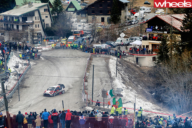 Hyundai i20 rally car drifting