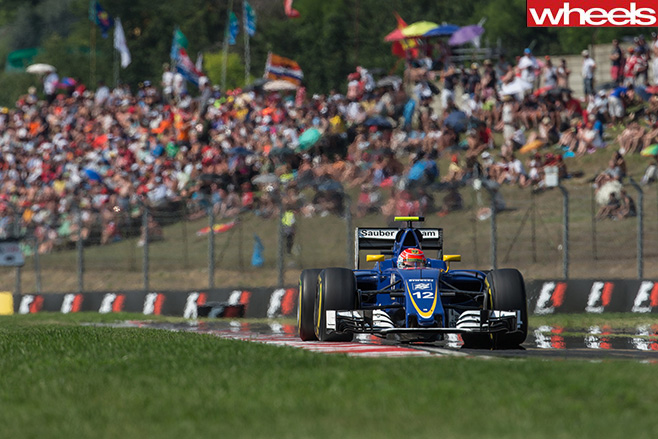 Sauber F1 car driving