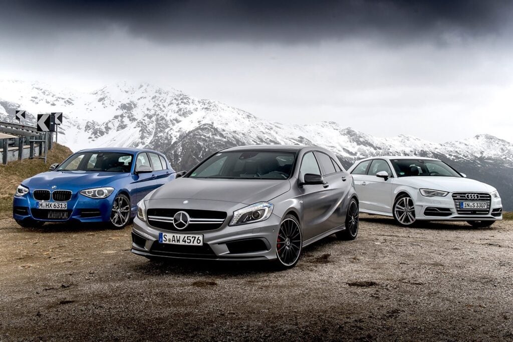 Audi S3 vs BMW M135i vs Mercedes A45 AMG