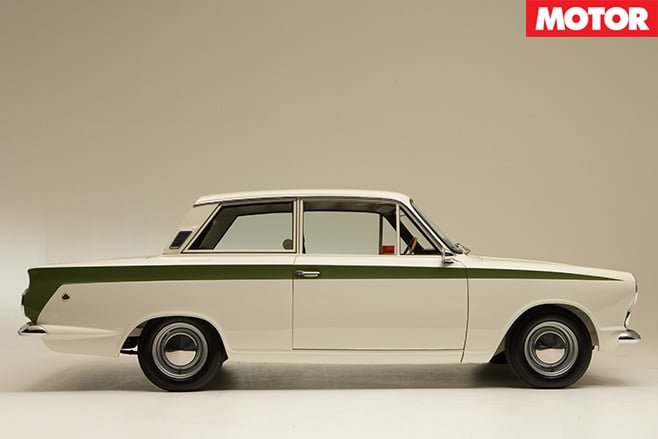 1966 Lotus Cortina legends side