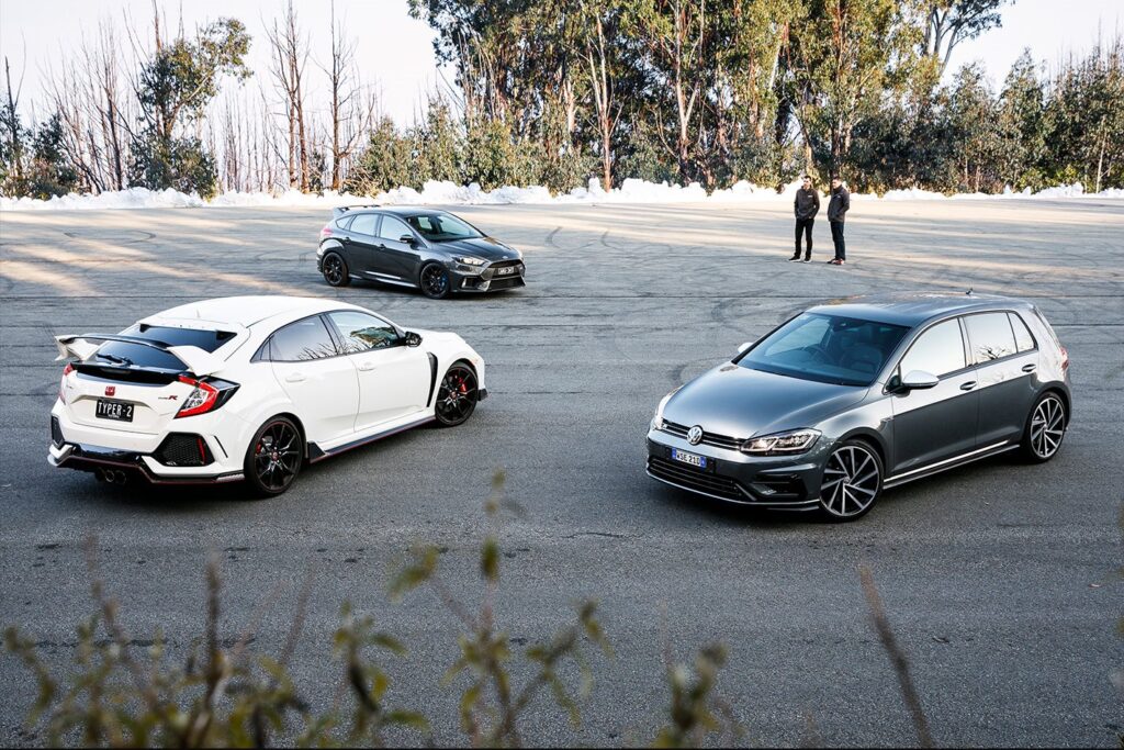 2017 Honda Civic type-R v 2017 Ford Focus RS v 2017 Volkswagen Golf R 7.5 - Spoiler Alert