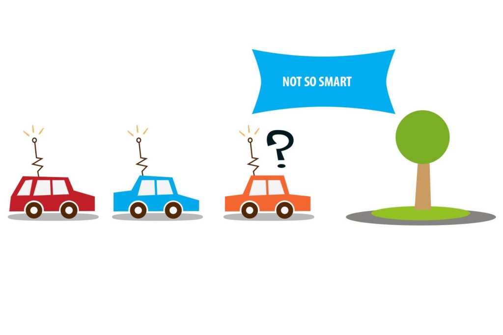 Autonomous cars negotiating a roundabout