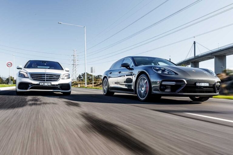 2018 Porsche Panamera Turbo Sport Turismo vs Mercedes-AMG S63 L performance comparison review