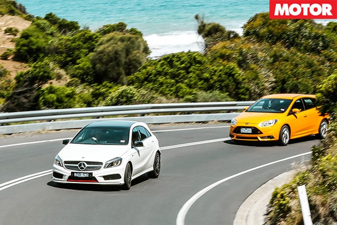 Mercedes a250 v focus st driving