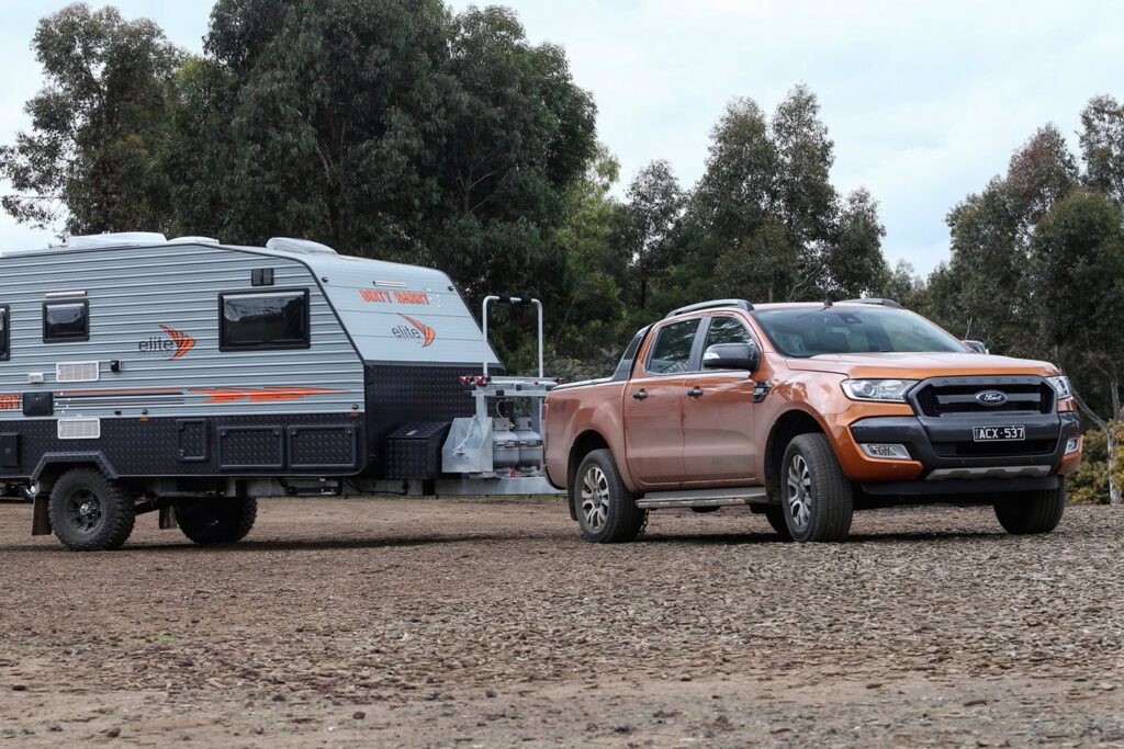 Ford Ranger towing caravan