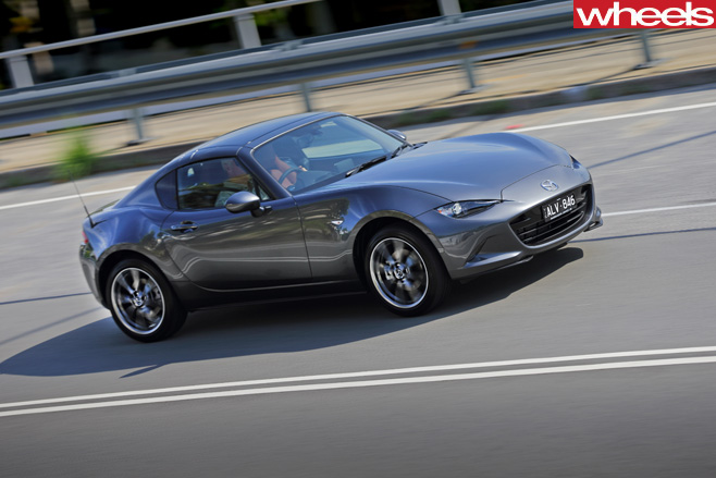 2017-Mazda -MX-5-RF-driving -top -side