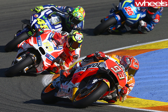 Marc -Marquez -riding -Moto GP-corner