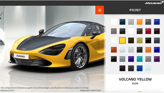 McLaren 720S paint config