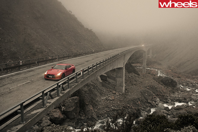 Nissan -GT-R-shakey -isle -new -zealand -driving -mountain -path