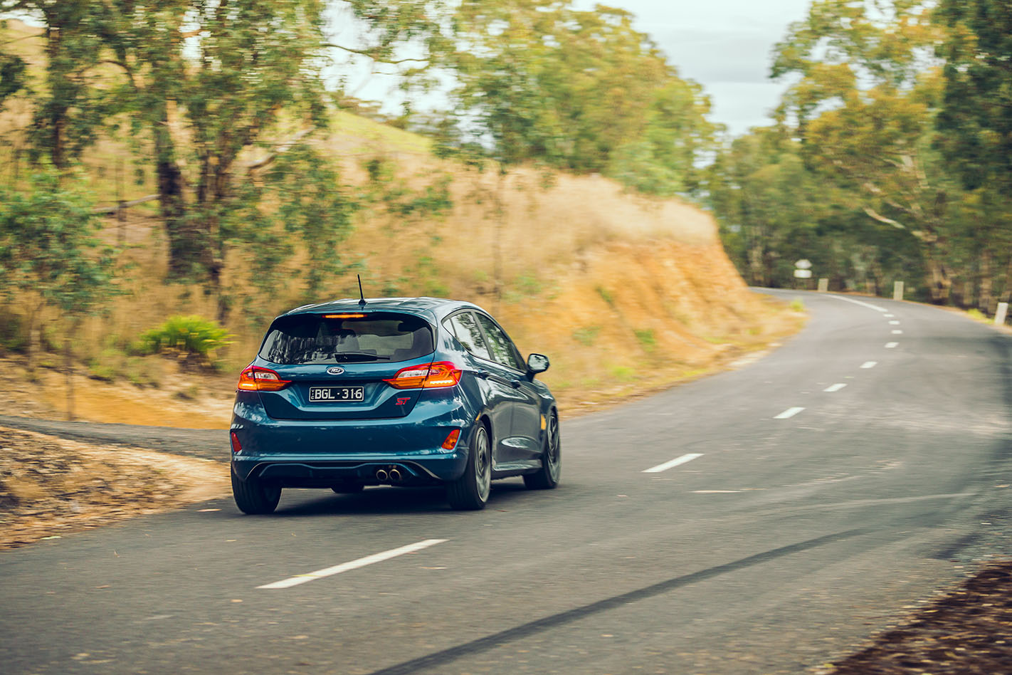 Ford Fiesta ST driving rear straight
