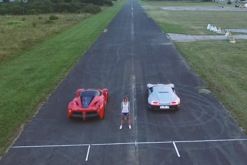 LaFerrari racing against electric car
