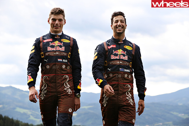 Max -Verstappen -and -Daniel -Ricciardo -in -lederhosen