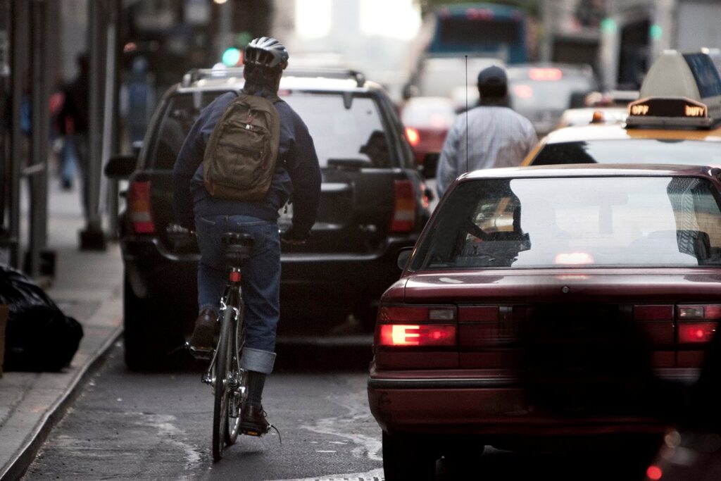 cyclist in traffic