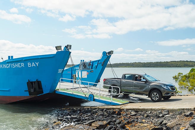 Mazda BT-50 at Fraser Island getting off boat