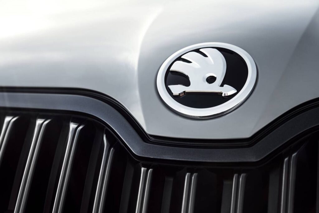 Skoda badge on Octavia bonnet