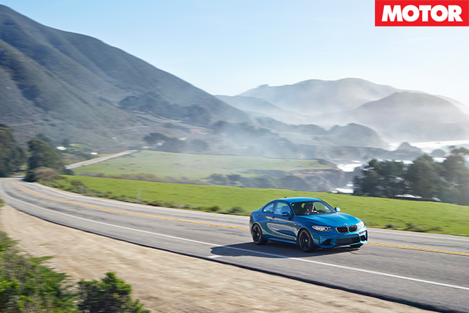 BMW M2 driving countryside