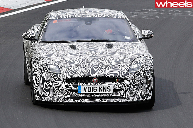 Jaguar -F-Type -front -driving -camoflage
