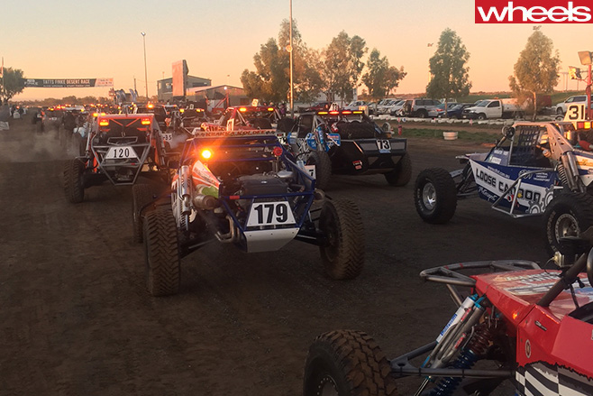 Wheels -Mazda -BT-50-Racing -Finke -Buggies -at -start -line