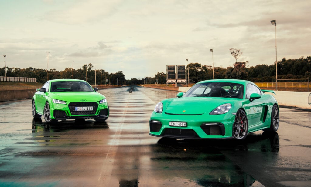 Audi TT RS v Porsche Cayman GT4 (PDK) drag race