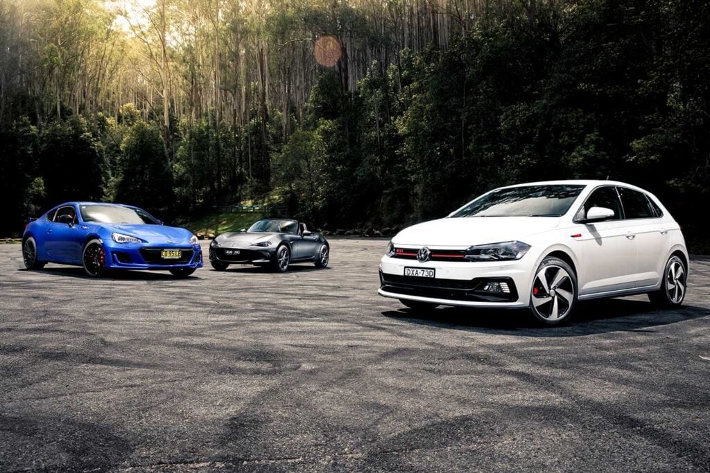 2019 Volkswagen Polo GTI vs Mazda MX-5 vs Subaru BRZ tS performance comparison review
