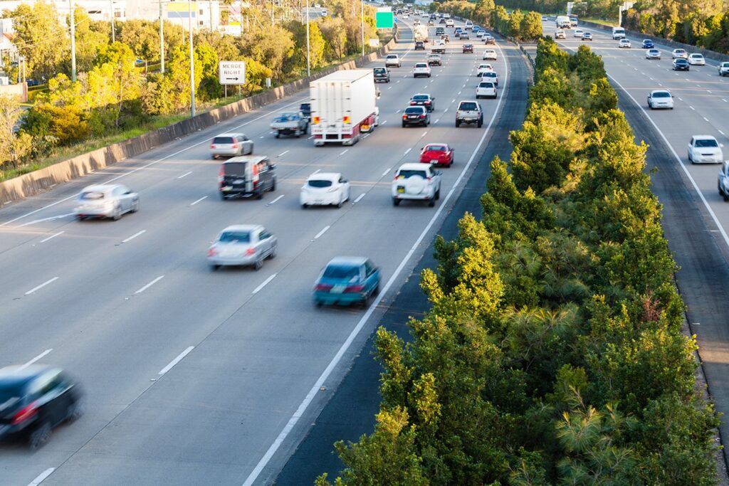cars driving on freeway