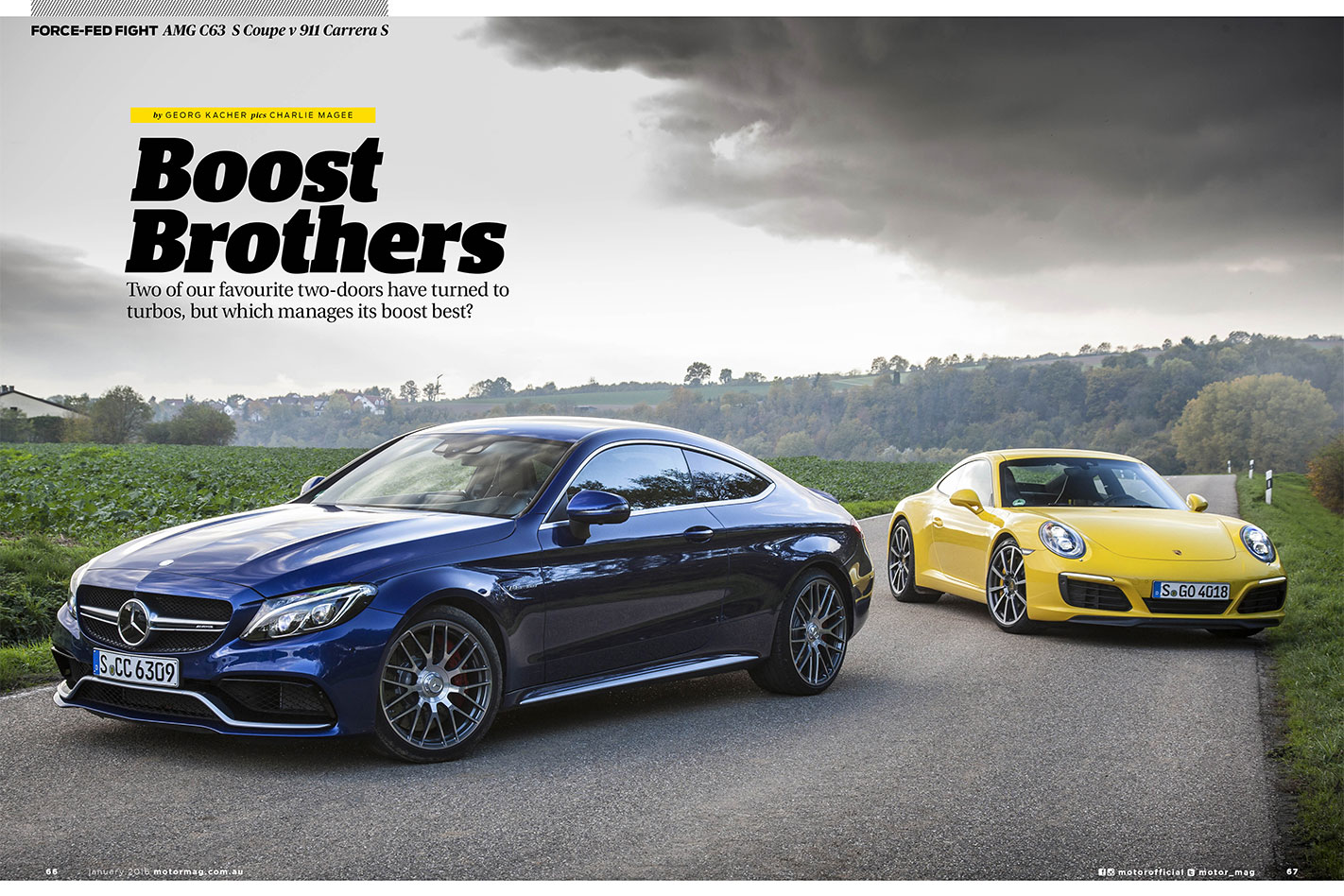 MOTOR-February -2016-Mercedes -AMG-C63-Coupe -vs -Porsche -911-Carrera