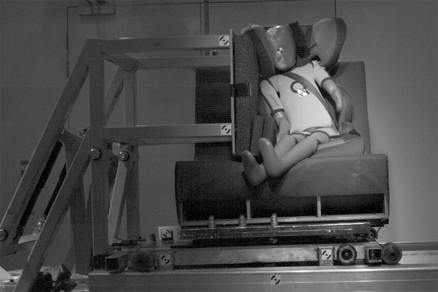 Crash test dummy child door arm rests