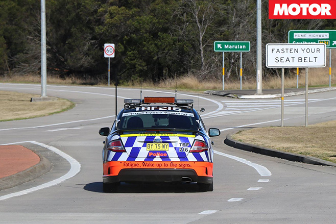 Highway patrol car driving
