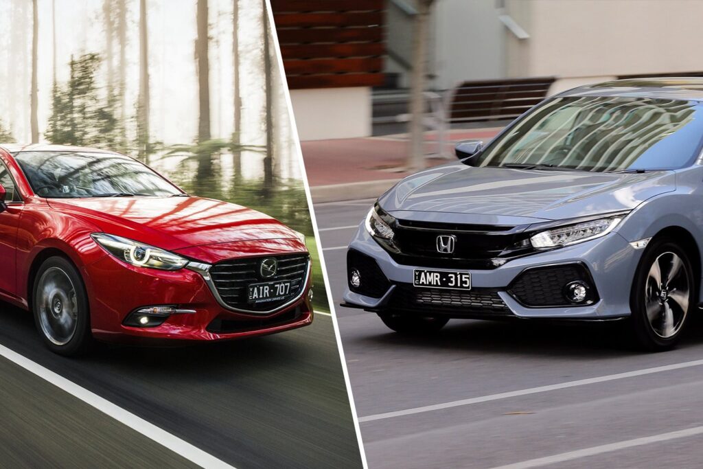 2017 Honda Civic RS v Mazda 3 SP25 GT comparison review