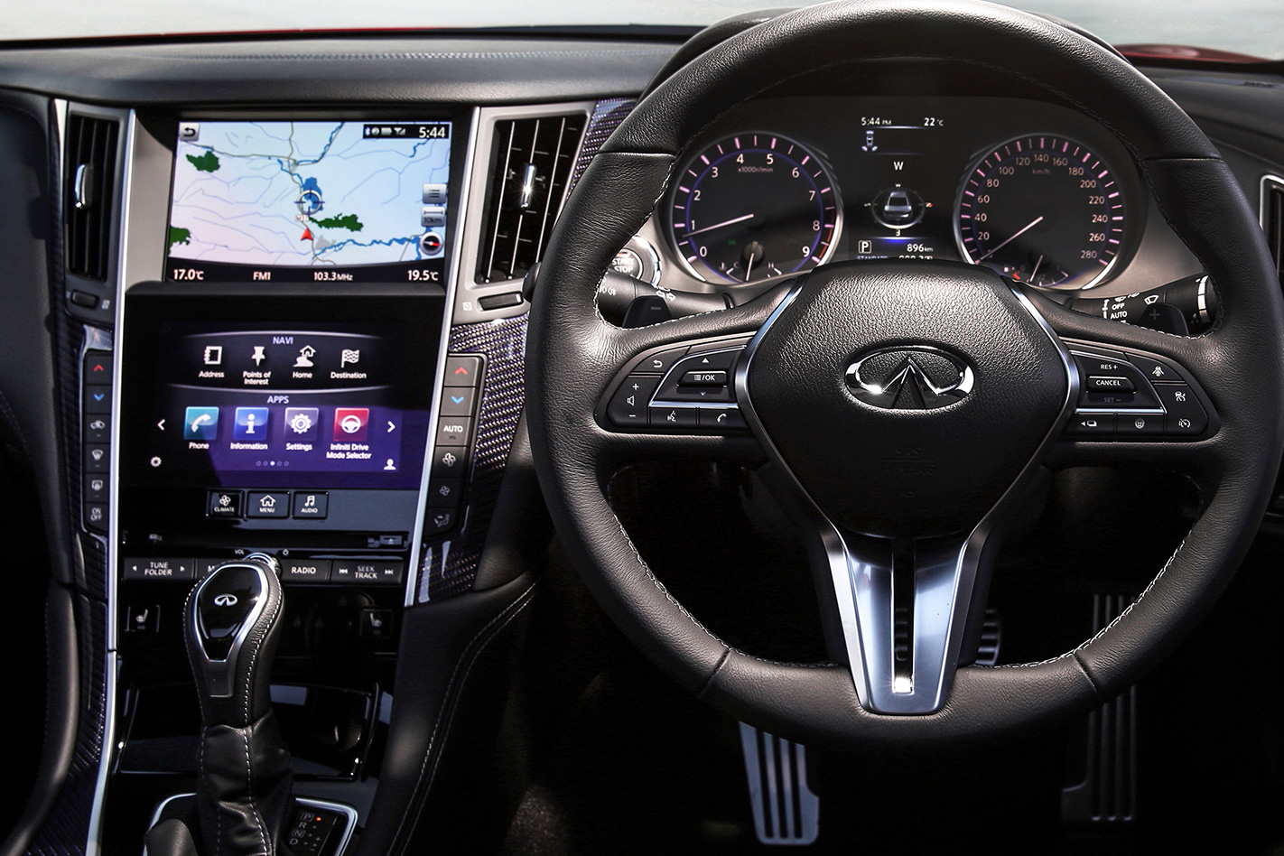 Infiniti Q60 Red Sport steering wheel