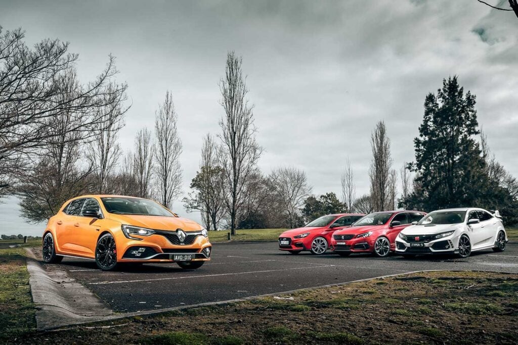 2018 Renault Megane RS 280 v Honda Civic Type R v Hyundai i30 N v Peugeot 308 GTi performance comparison