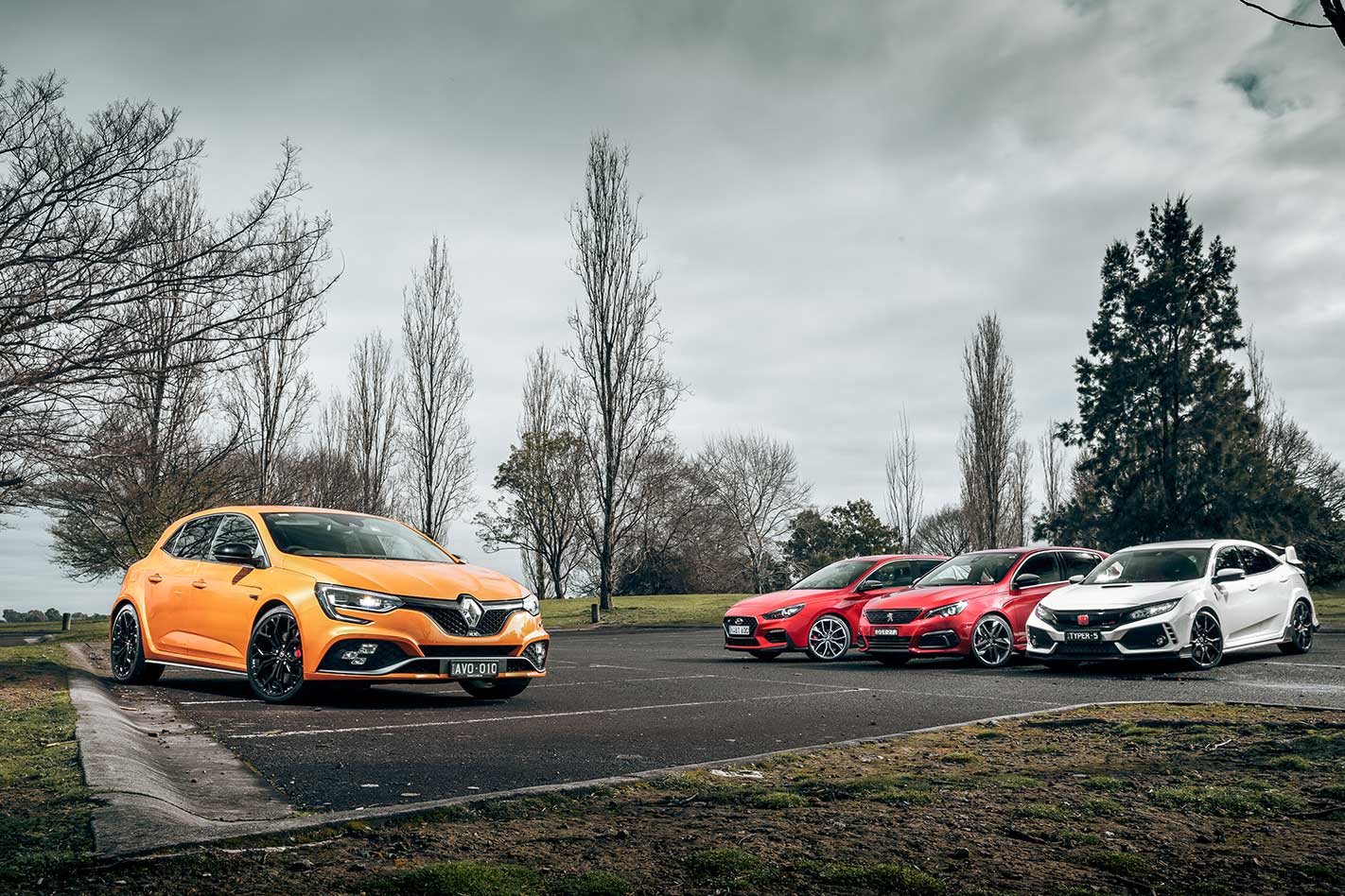 2018 Renault Megane RS 280 v Honda Civic Type R v Hyundai i30 N v Peugeot 308 GTi performance comparison